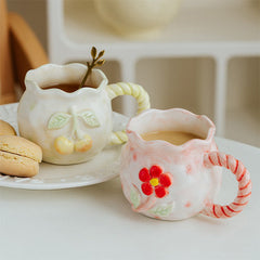 Embossed Hand Painted Coffee Mug