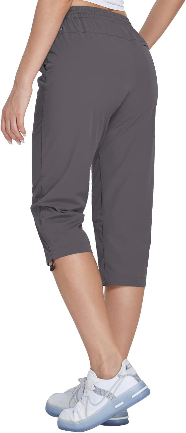 Hiking Cargo Capri Pants with Zipper Pockets Casual Lightweight Quick Dry Water Resistant