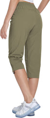 Hiking Cargo Capri Pants with Zipper Pockets Casual Lightweight Quick Dry Water Resistant