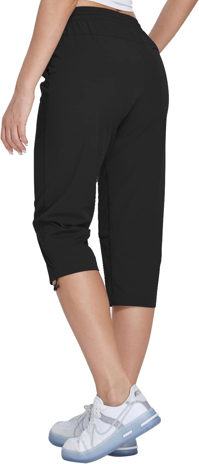 Hiking Cargo Capri Pants with Zipper Pockets Casual Lightweight Quick Dry Water Resistant