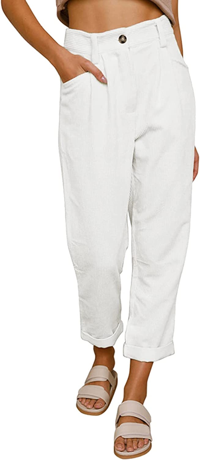 Beach Linen Shorts 3/4 Sweatpants Capri Pants Elastic Waist Cropped Harem Pants
