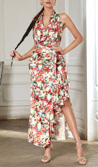 HALTERNECK BACKLESS TIGHT-WAISTED IRREGULAR DRESS