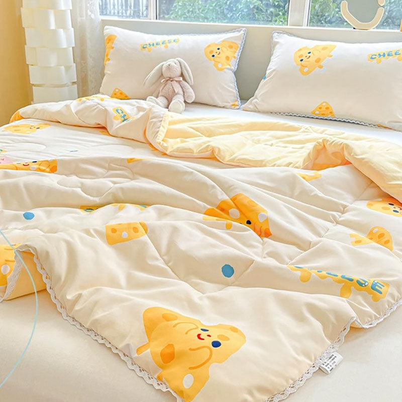 Cartoon Cheese Print Blanket for Summer