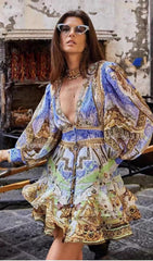 BUTTON FRONT FRILL DRESS GILDED