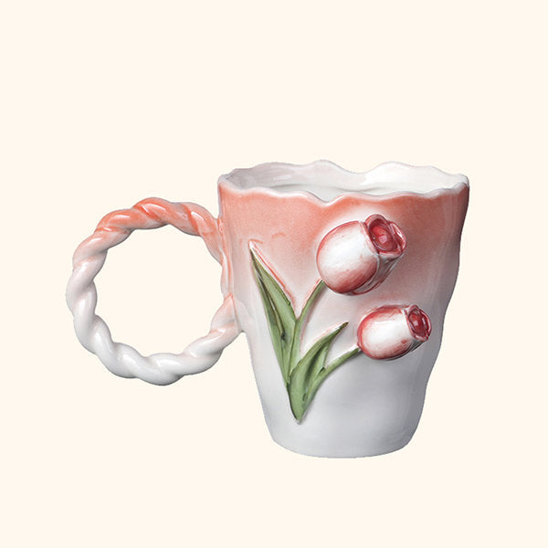Tulips Lilies Bellflowers Floral Ceramic Mug