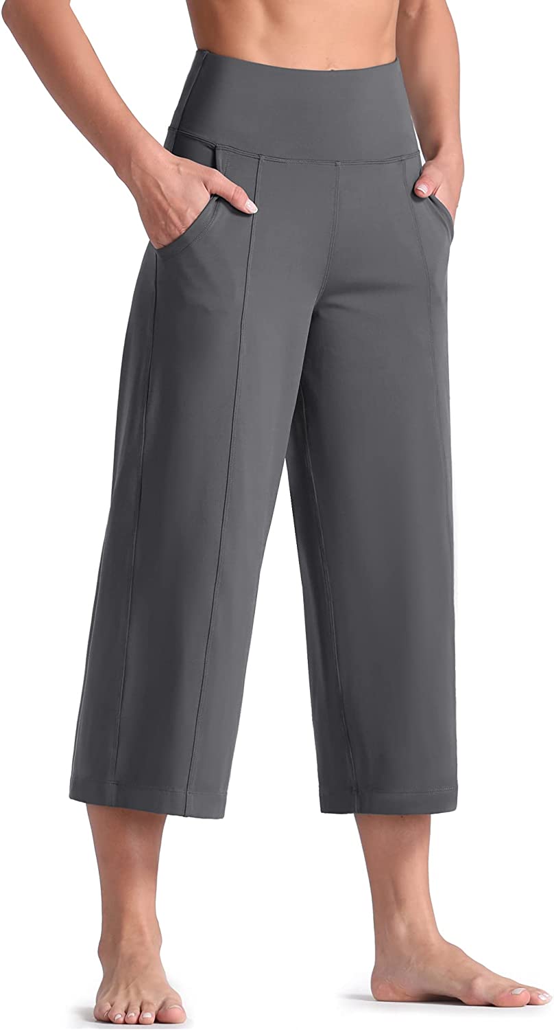 Lounge Yoga Capris Pants Bootleg Tummy Control High Waist Workout Flare Crop Pants