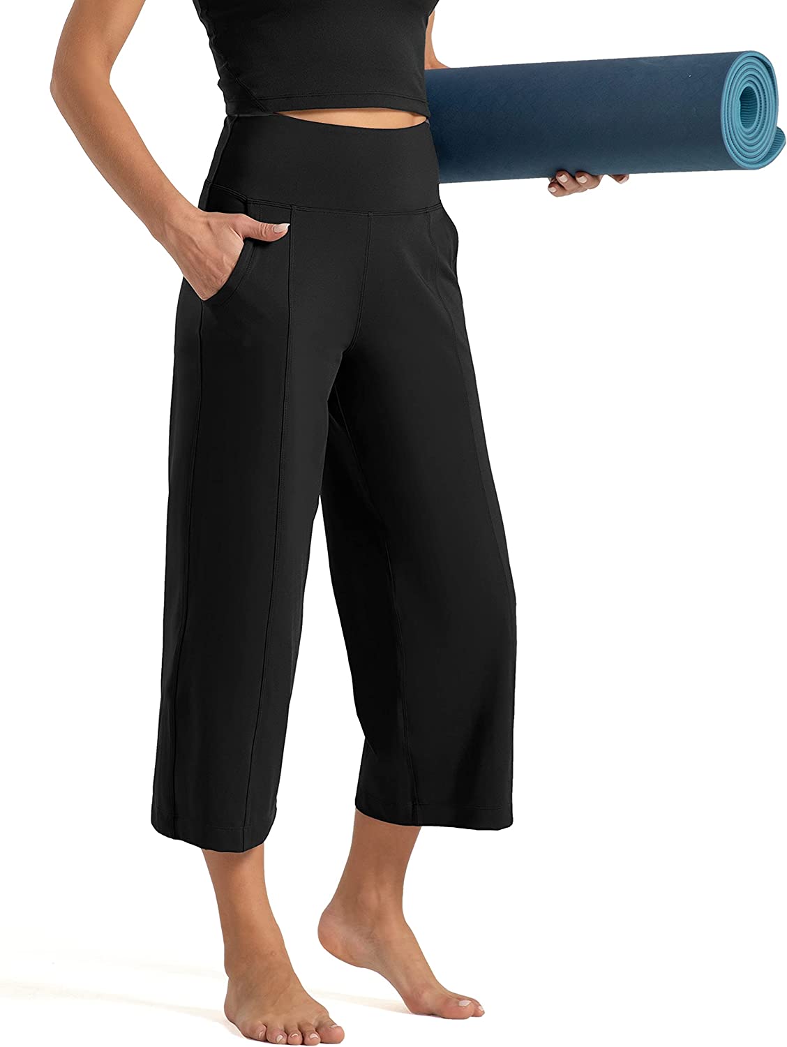 Lounge Yoga Capris Pants Bootleg Tummy Control High Waist Workout Flare Crop Pants