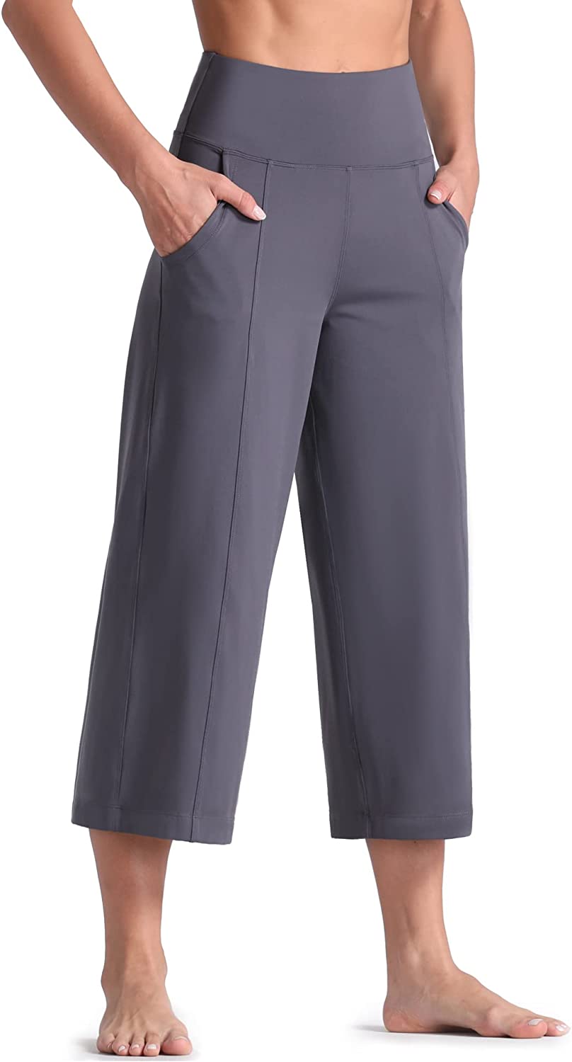 Lounge Yoga Capris Pants Bootleg Tummy Control High Waist Workout Flare Crop Pants