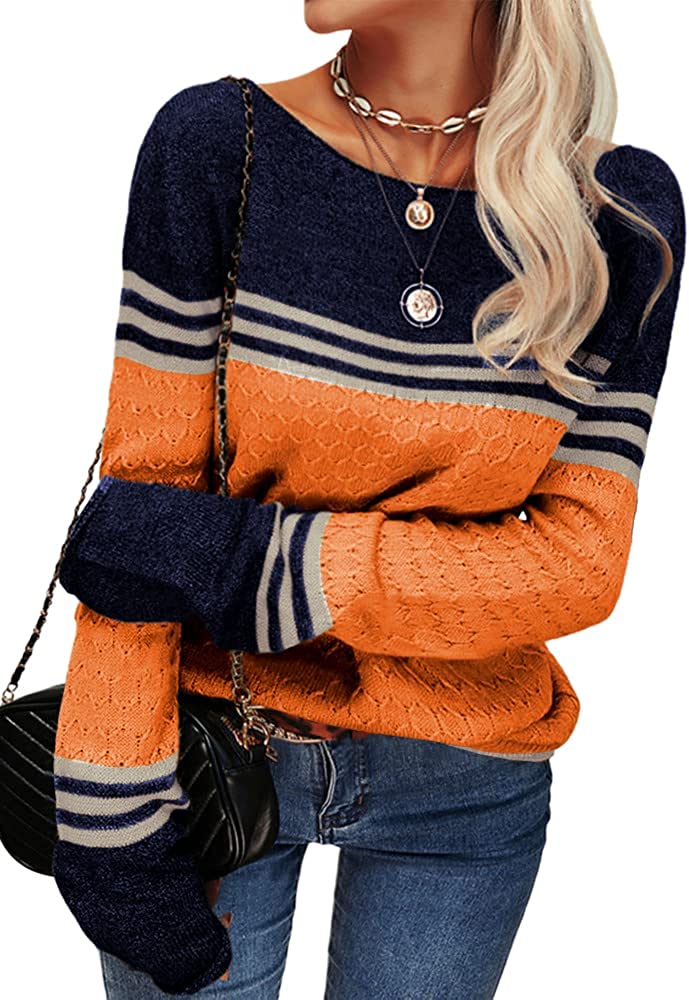 Autumn Winter Colorblock Pullover Sweaters