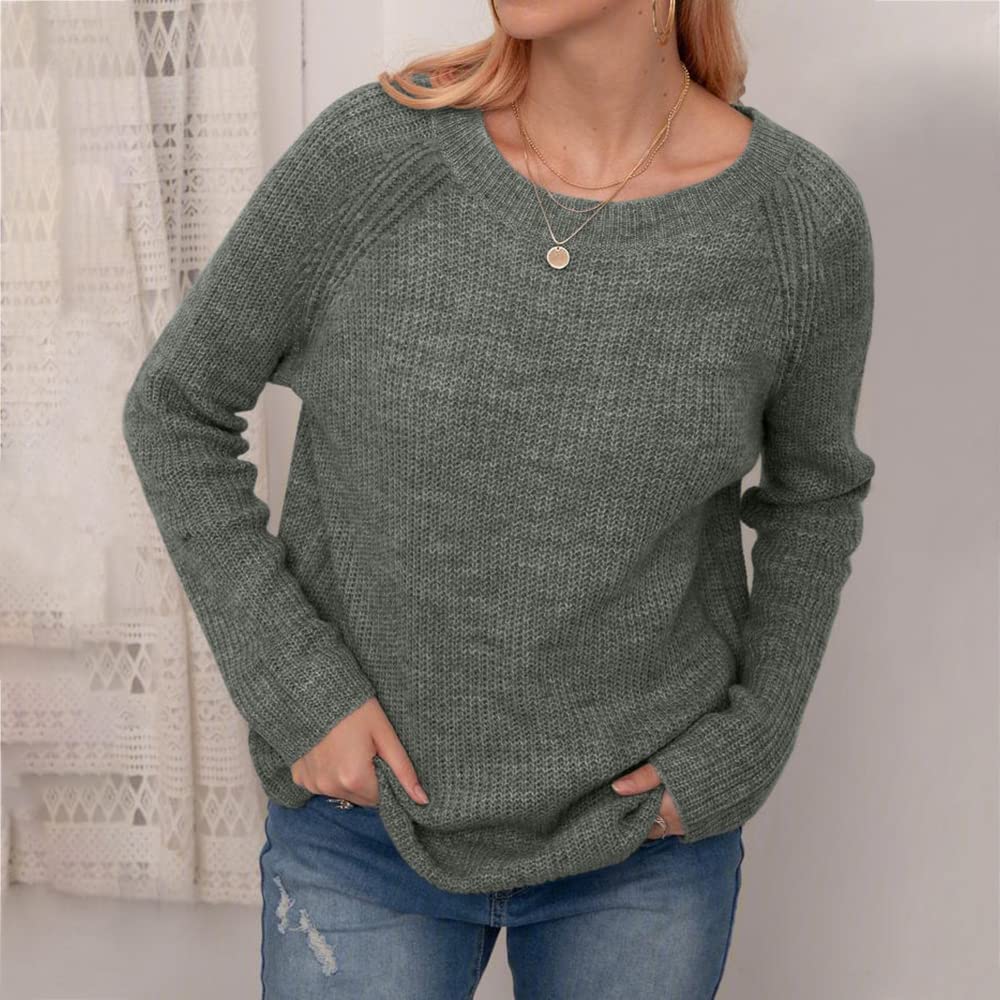 Loose Casual Pullover Knit Sweater Boat Neck Long Sleeve Winter Keep Warm Sweater Tops