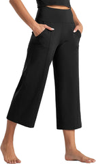 Lounge Yoga Capris Pants Bootleg Tummy Control High Waist Workout Flare Crop Pants