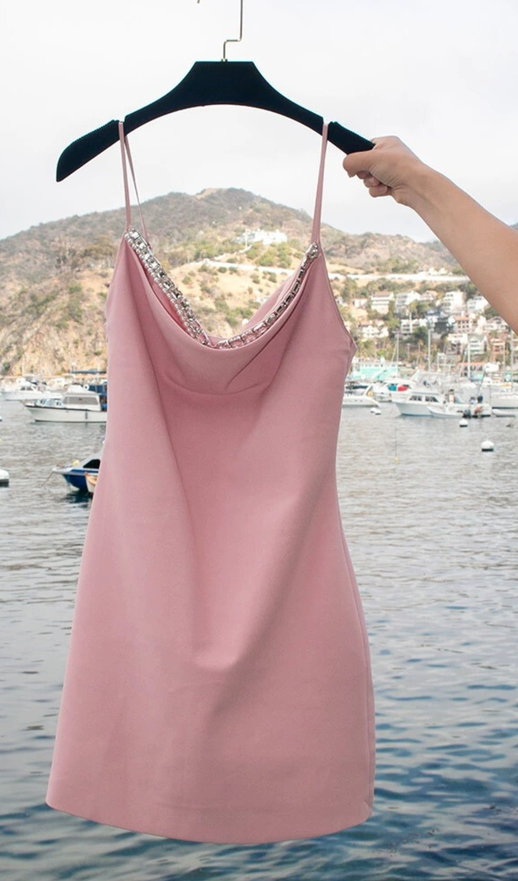 dull pink camisole dress ZAFUL Back Tie Satin Cami Dress In LIGHT PINK