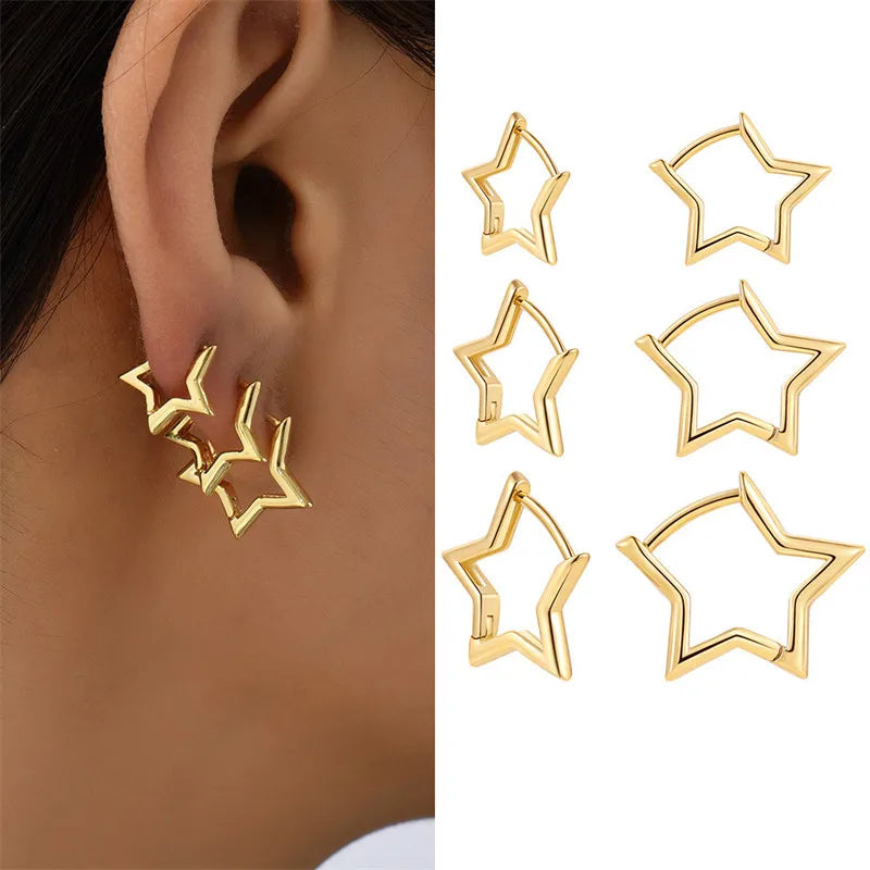 Fashion Gold Love Heart Simple Cute Circle Piercing Buckle Statement Jewelry Earring
