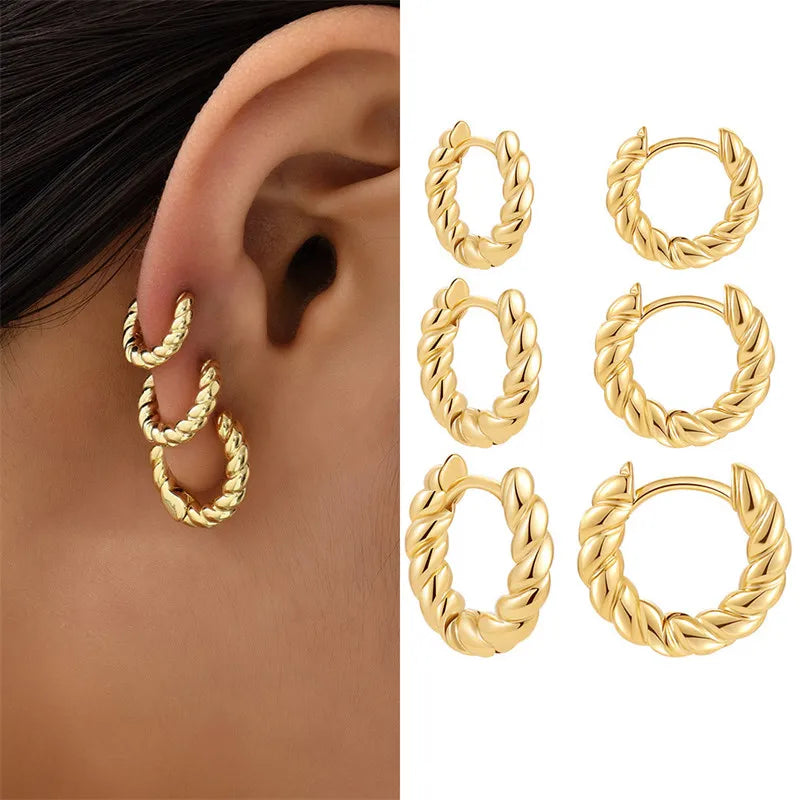 Fashion Gold Love Heart Simple Cute Circle Piercing Buckle Statement Jewelry Earring