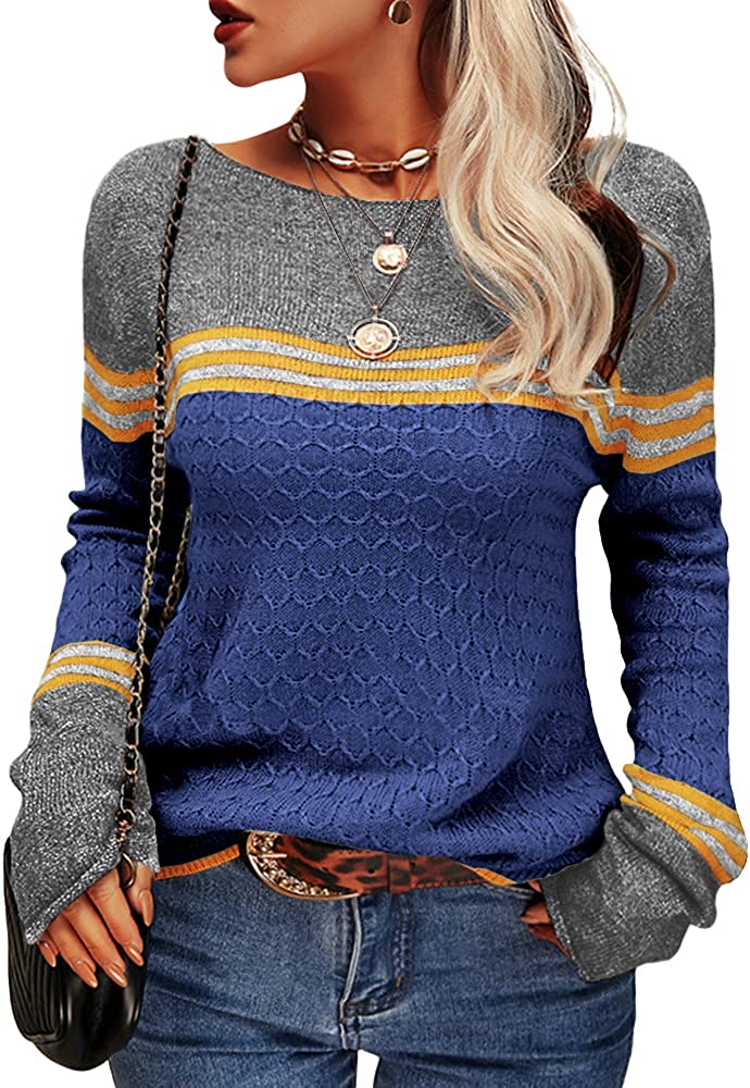 Autumn Winter Colorblock Pullover Sweaters