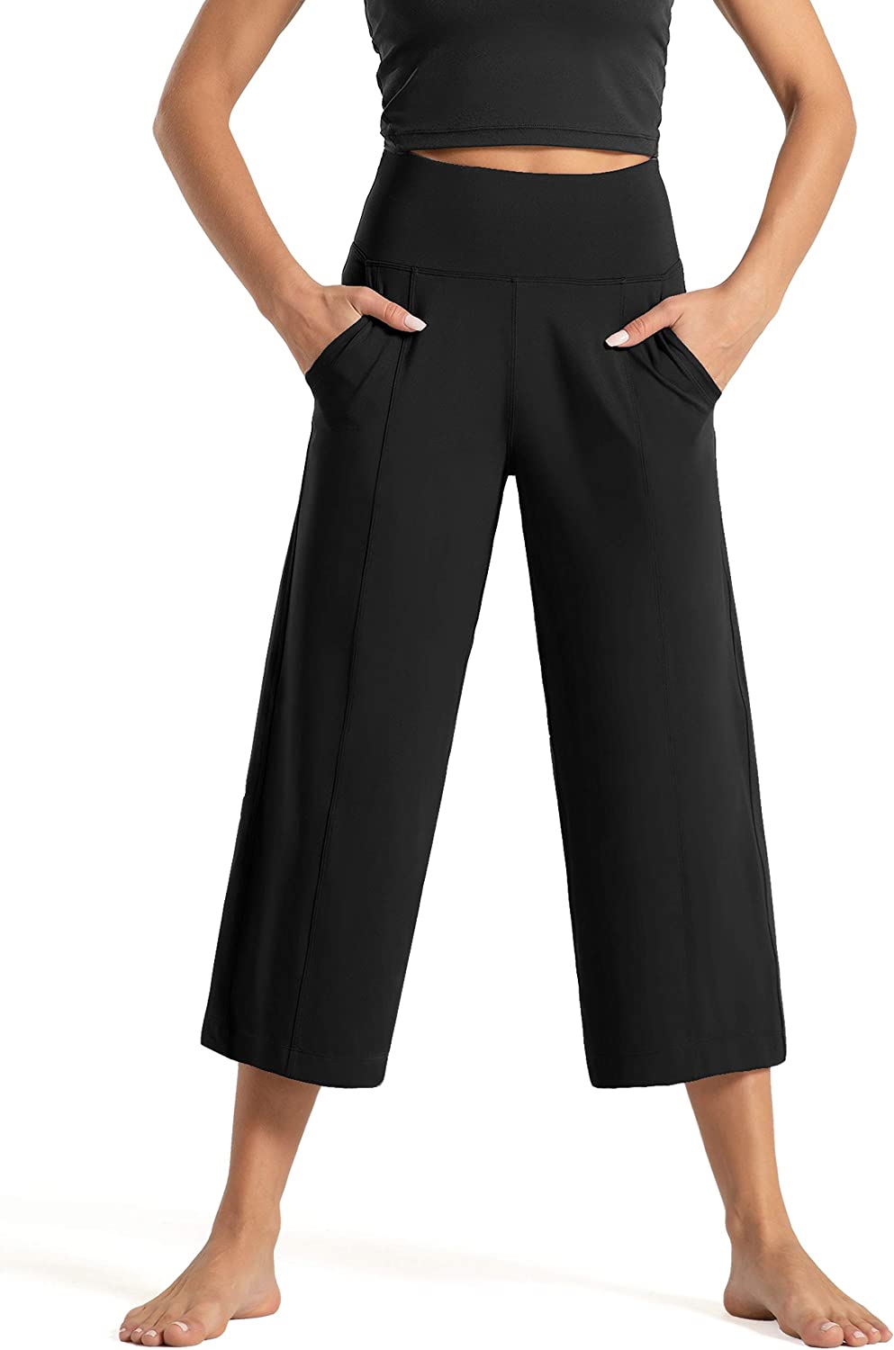 Lounge Yoga Capris Pants Bootleg Tummy Control High Waist Workout Flare Crop Pants