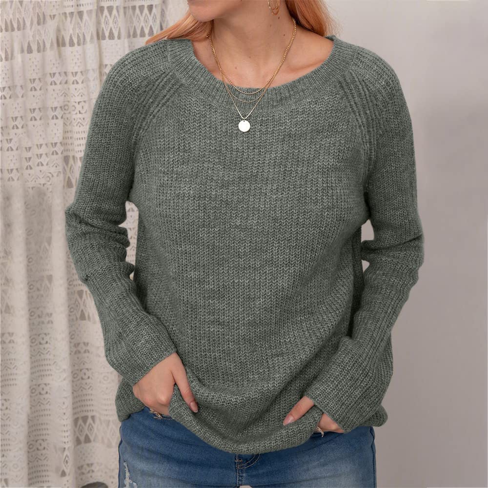 Loose Casual Pullover Knit Sweater Boat Neck Long Sleeve Winter Keep Warm Sweater Tops