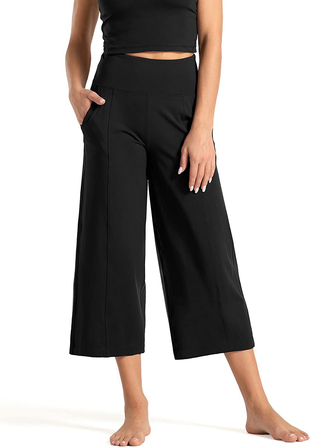 Lounge Yoga Capris Pants Bootleg Tummy Control High Waist Workout Flare Crop Pants