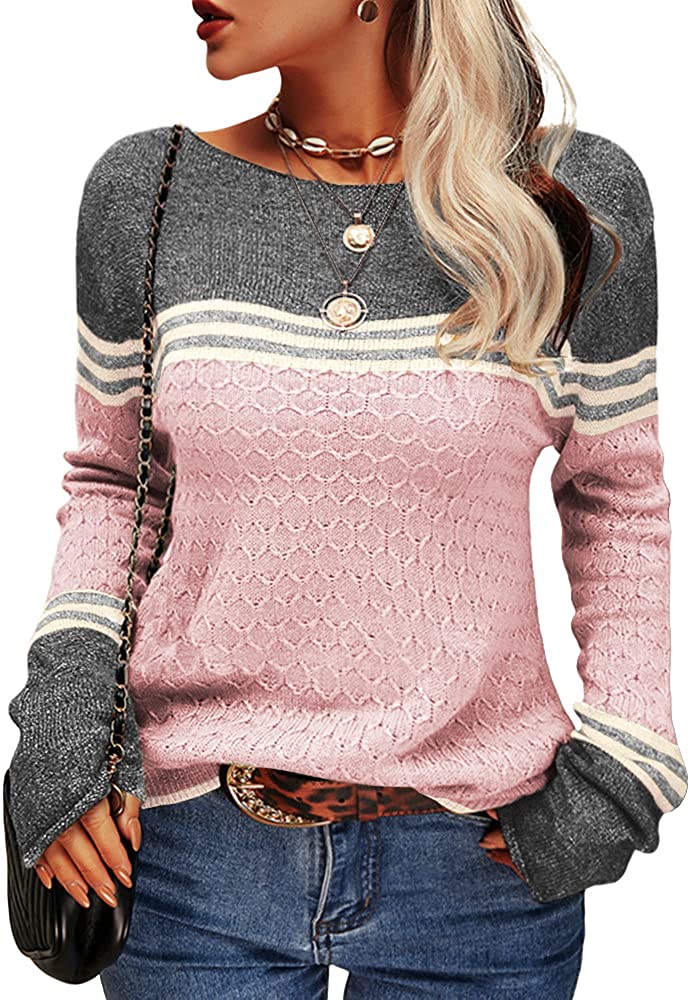 Autumn Winter Colorblock Pullover Sweaters