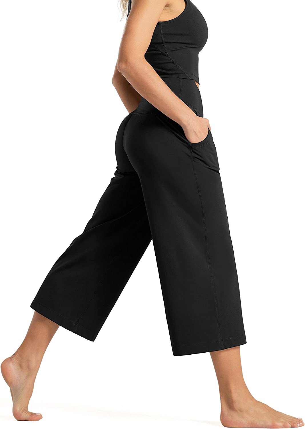 Lounge Yoga Capris Pants Bootleg Tummy Control High Waist Workout Flare Crop Pants