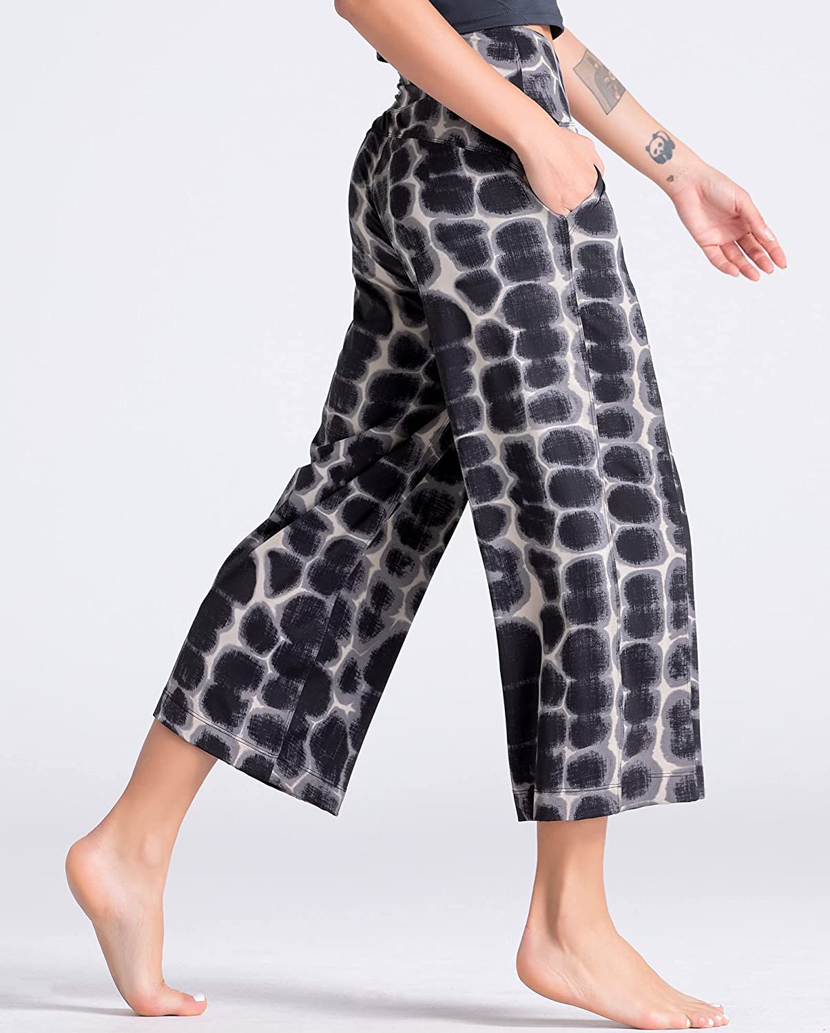Lounge Yoga Capris Pants Bootleg Tummy Control High Waist Workout Flare Crop Pants