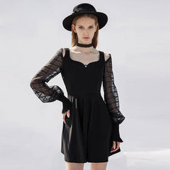 WomenGothic V-neck  Long Sleeve Off-the-shoulder Dress