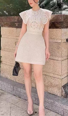 FLORAL SHAWL LACE MINI DRESS