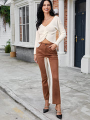 V-Neck Criss Cross Twisted Back Pullover Knitted Crop Sweater