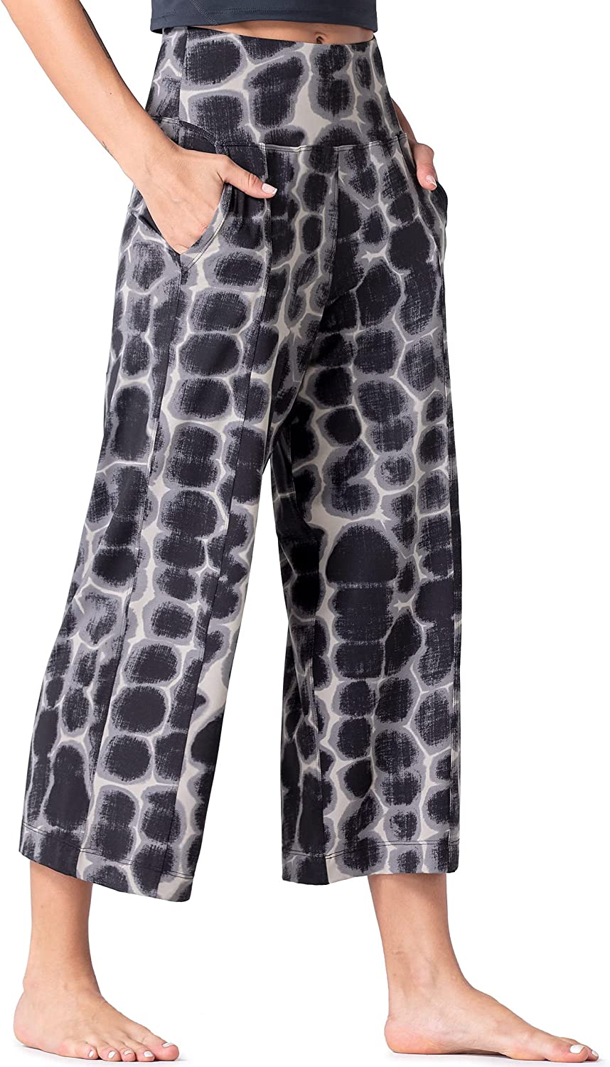 Lounge Yoga Capris Pants Bootleg Tummy Control High Waist Workout Flare Crop Pants