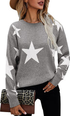 WomenCasual Leopard Print Sweater Loose Long Sleeve Crew