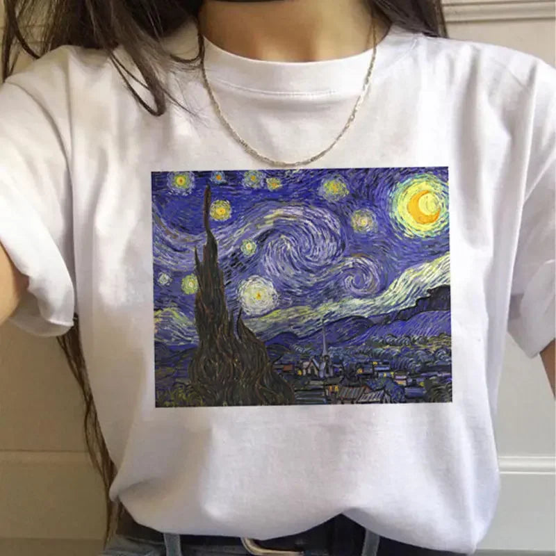 Vintage Harajuku Ullzang Funny 90s Vincent Van Gogh WomenT-shirt