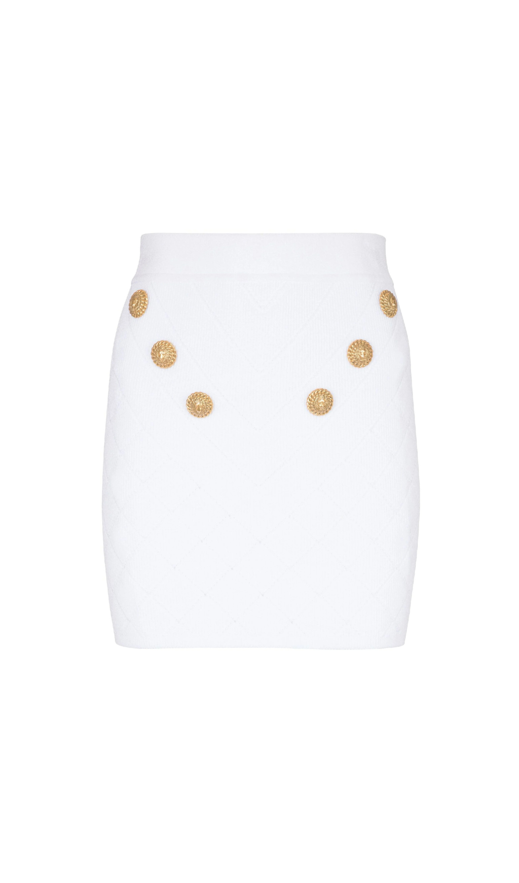 WHITE BUTTONED KNIT MINI SKIRT