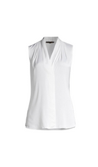 MILA SLEEVELESS V NECK PLEATED SILK BLOUSE