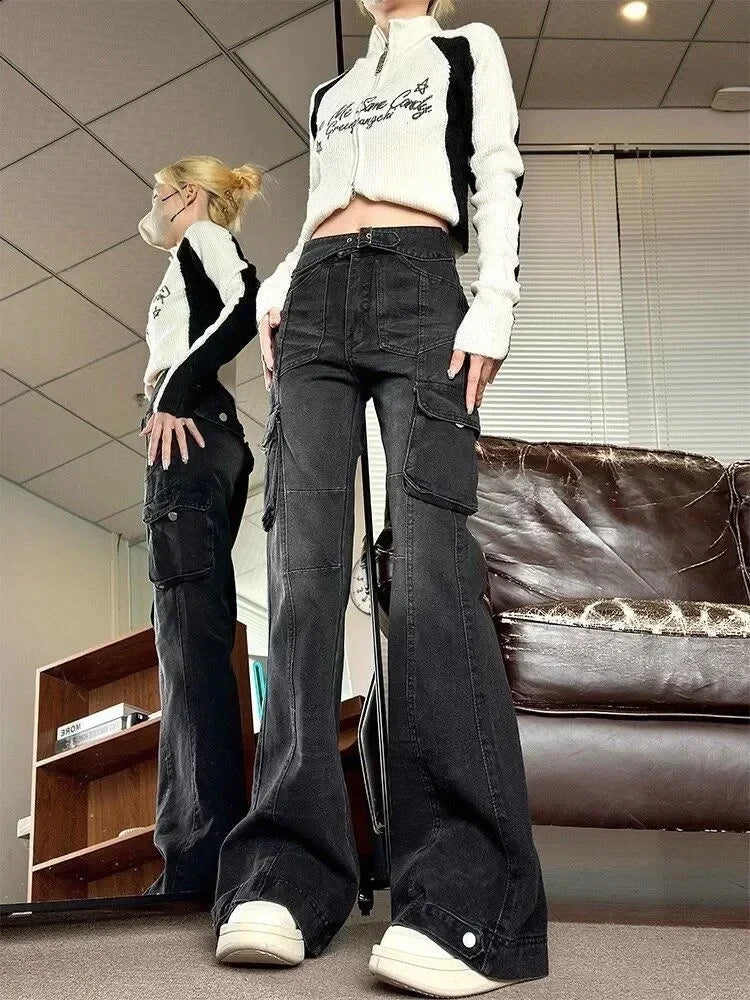 Streetwear Baggy High Waist Denim Pants Y2k Kpop Wide Leg Pants