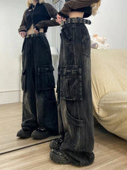 Cargo Jeans Vintage Baggy Pocket Slouchy Wide Leg Denim Pants