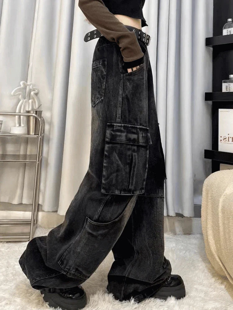 Cargo Jeans Vintage Baggy Pocket Slouchy Wide Leg Denim Pants