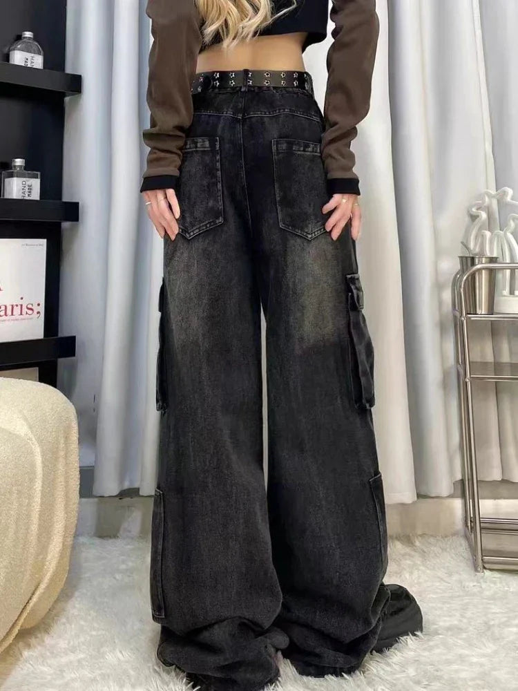 Cargo Jeans Vintage Baggy Pocket Slouchy Wide Leg Denim Pants