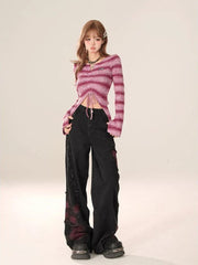 High Waist Jeans Y2k Baggy Butterfly Tie Dye Punk Wide Leg Denim Pants