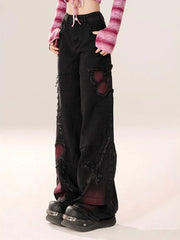 High Waist Jeans Y2k Baggy Butterfly Tie Dye Punk Wide Leg Denim Pants