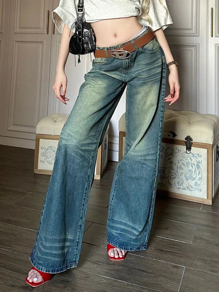 Jeans Y2k Fashion Baggy Style High Waist Wide Leg Denim Pants