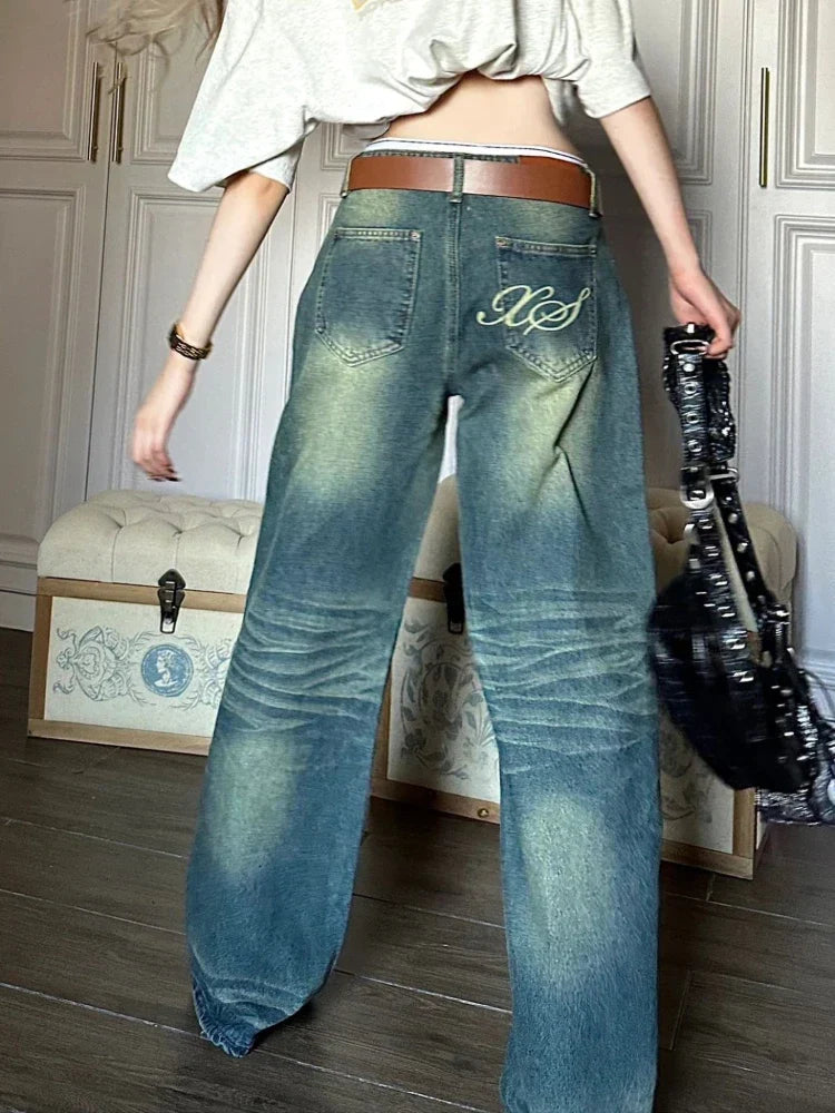 Jeans Y2k Fashion Baggy Style High Waist Wide Leg Denim Pants