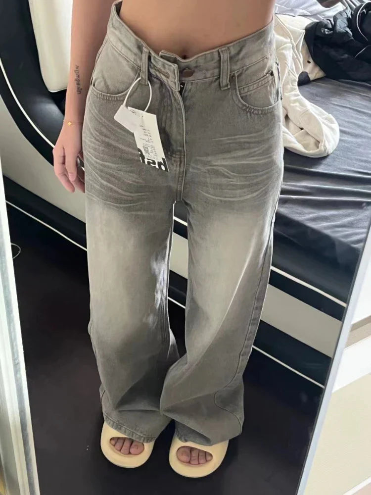 Retro Jeans Y2k Baggy High Waist Old Wide Leg Denim Pants