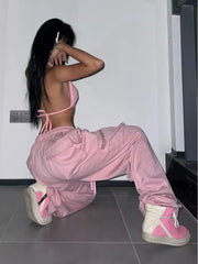 Cargo Pants Hip Hop High Waist Baggy Wide Leg Trousers Y2k Streetwear Pants