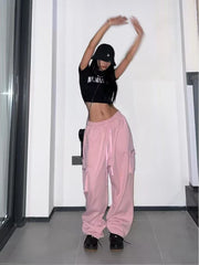 Cargo Pants Hip Hop High Waist Baggy Wide Leg Trousers Y2k Streetwear Pants