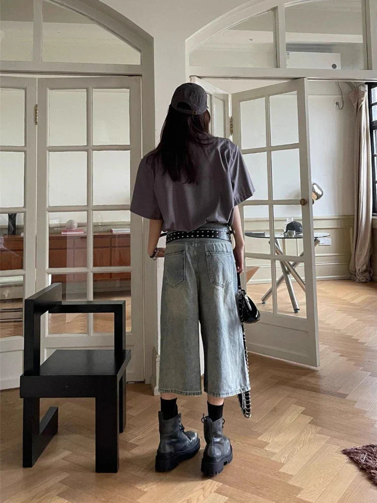 Hip Hop Fashion Hollow Out Denim Shorts Streetwear Summer Pants