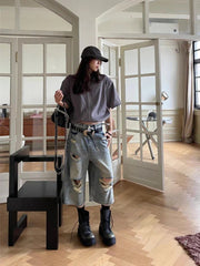 Hip Hop Fashion Hollow Out Denim Shorts Streetwear Summer Pants