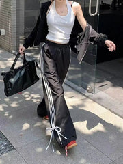 Sports Baggy Pants Y2k Fashion Cutecore Bow Straight Wide Leg Pants