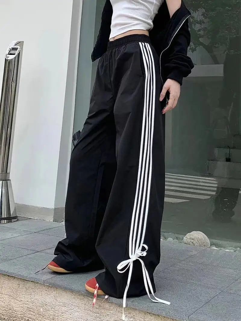 Sports Baggy Pants Y2k Fashion Cutecore Bow Straight Wide Leg Pants
