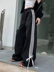 Sports Baggy Pants Y2k Fashion Cutecore Bow Straight Wide Leg Pants