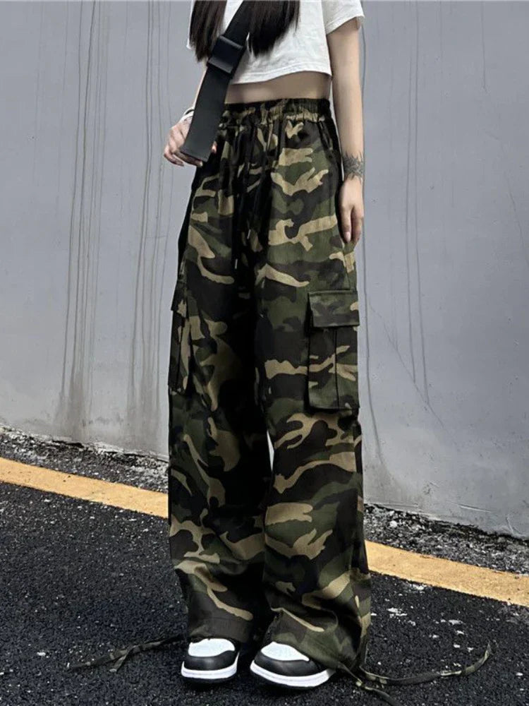 Vintage Cargo Baggy Pants Camouflage Wide Leg Pants